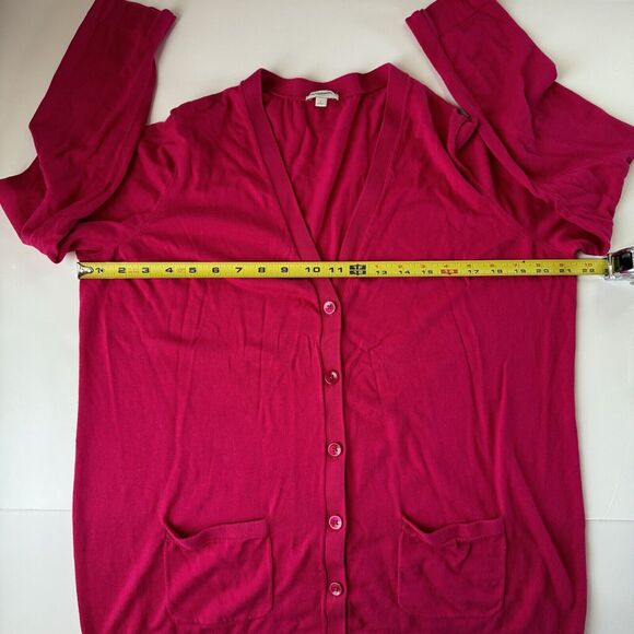 Talbots Size X Cardigan Magenta V Neck Button Down - Picture 8 of 12